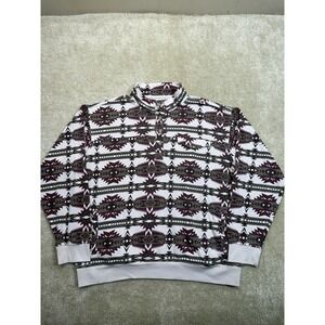 Ariat Retro Fit Overdyed Washed Sweater Mens XL White Red Aztec Southwest